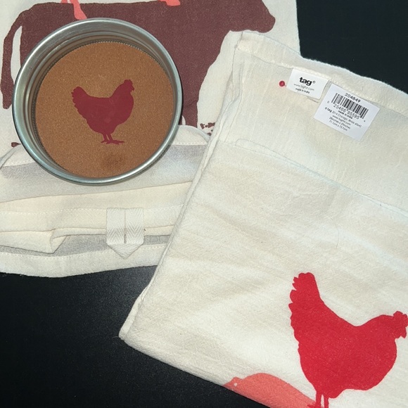 Farm Fresh collection: dish towels rooster/cow/pig silhouette/stripe border-NWT - Picture 13 of 16